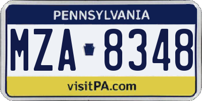 PA license plate MZA8348