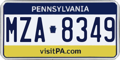 PA license plate MZA8349