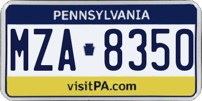 PA license plate MZA8350