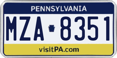 PA license plate MZA8351