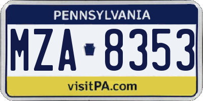 PA license plate MZA8353