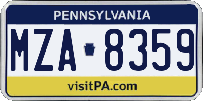 PA license plate MZA8359