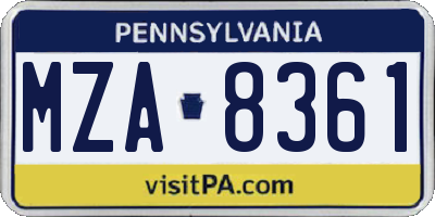 PA license plate MZA8361