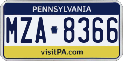 PA license plate MZA8366