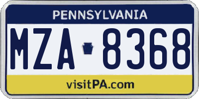 PA license plate MZA8368