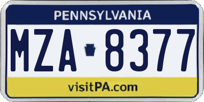 PA license plate MZA8377