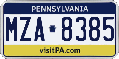 PA license plate MZA8385