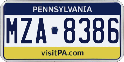 PA license plate MZA8386