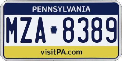 PA license plate MZA8389