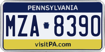 PA license plate MZA8390