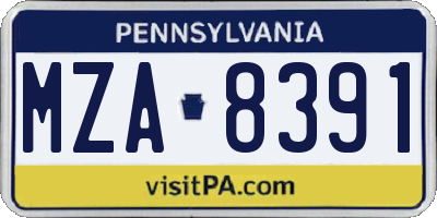PA license plate MZA8391
