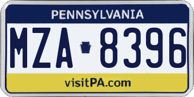 PA license plate MZA8396