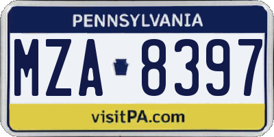 PA license plate MZA8397