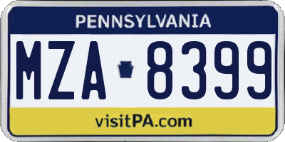 PA license plate MZA8399