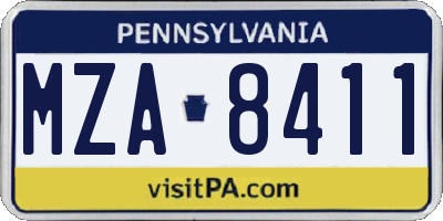 PA license plate MZA8411