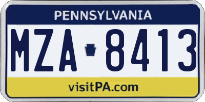 PA license plate MZA8413