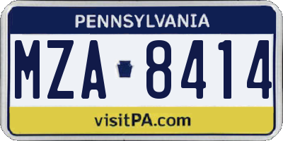 PA license plate MZA8414