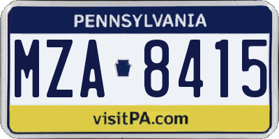 PA license plate MZA8415