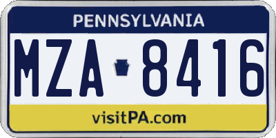 PA license plate MZA8416