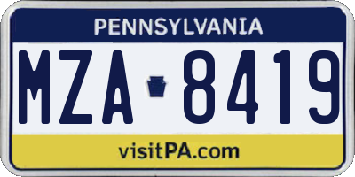 PA license plate MZA8419
