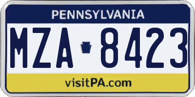 PA license plate MZA8423