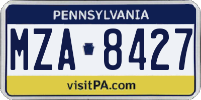 PA license plate MZA8427