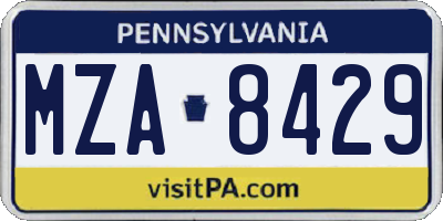 PA license plate MZA8429