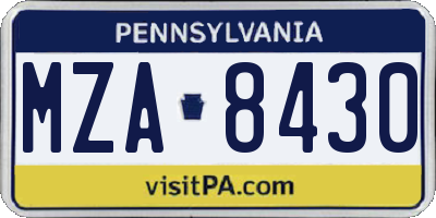PA license plate MZA8430