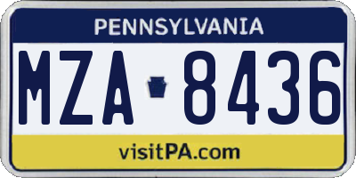 PA license plate MZA8436