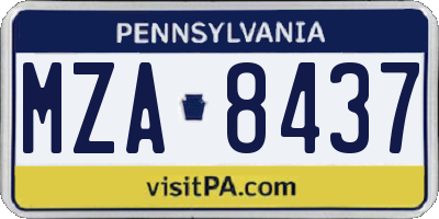 PA license plate MZA8437