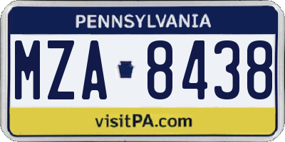 PA license plate MZA8438