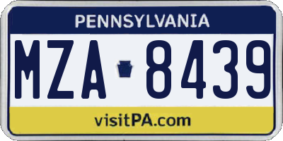 PA license plate MZA8439
