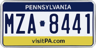 PA license plate MZA8441