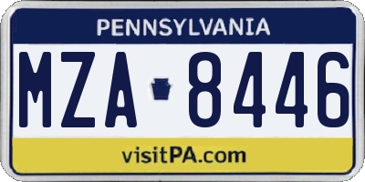 PA license plate MZA8446