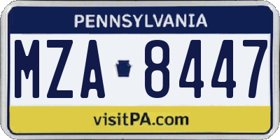 PA license plate MZA8447