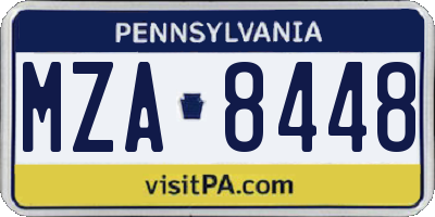 PA license plate MZA8448