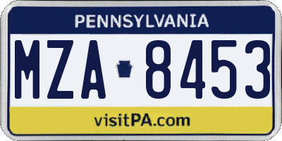 PA license plate MZA8453
