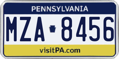 PA license plate MZA8456