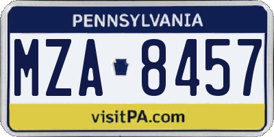 PA license plate MZA8457