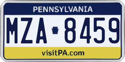 PA license plate MZA8459