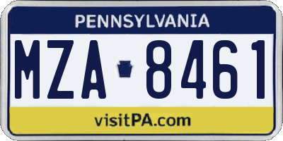 PA license plate MZA8461