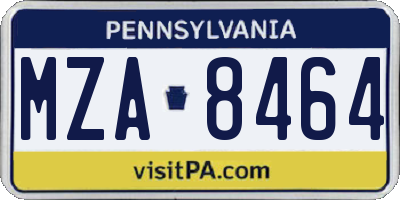 PA license plate MZA8464