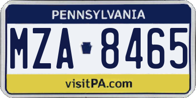PA license plate MZA8465