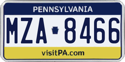 PA license plate MZA8466