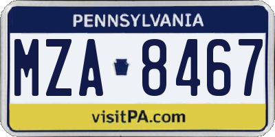 PA license plate MZA8467