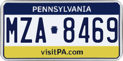 PA license plate MZA8469
