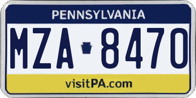 PA license plate MZA8470