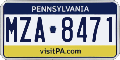PA license plate MZA8471