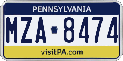 PA license plate MZA8474