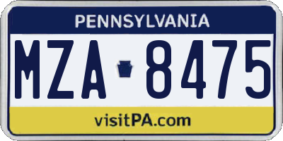 PA license plate MZA8475
